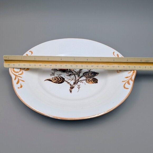 1950s Vintage Dusty Rose Floral Plate Set with Matching Serving Platter - Picture 3 of 9